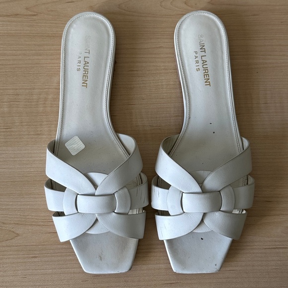SAINT LAURENT Tribute 100% leather sandals white US 9 EU 39 - Picture 4 of 5